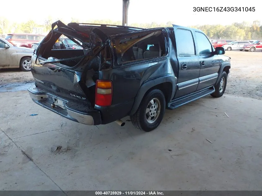 2003 Chevrolet Suburban 1500 Ls VIN: 3GNEC16Z43G341045 Lot: 40728929