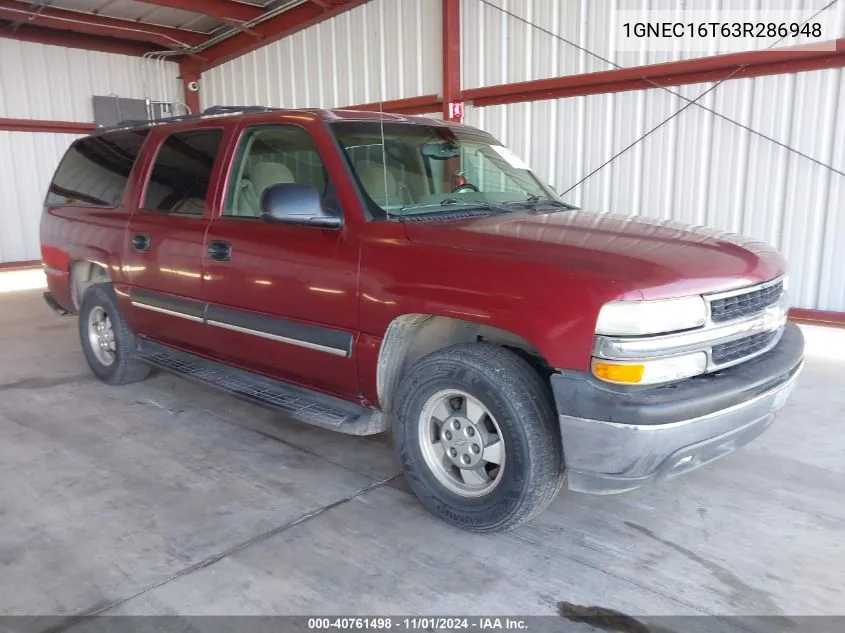 2003 Chevrolet Suburban 1500 Ls VIN: 1GNEC16T63R286948 Lot: 40761498