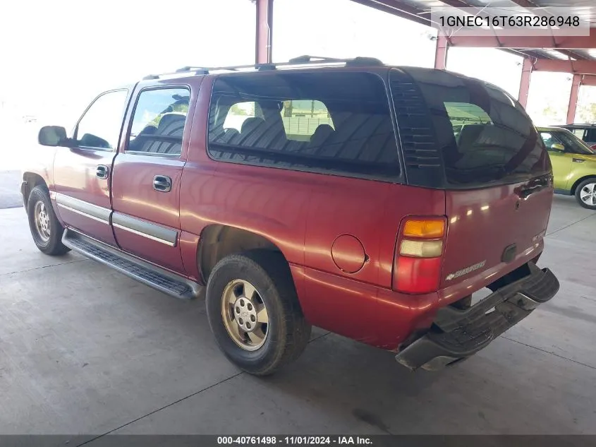 2003 Chevrolet Suburban 1500 Ls VIN: 1GNEC16T63R286948 Lot: 40761498