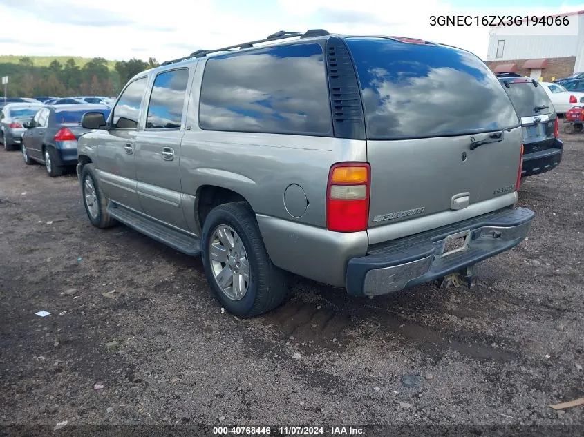 3GNEC16ZX3G194066 2003 Chevrolet Suburban 1500 Lt