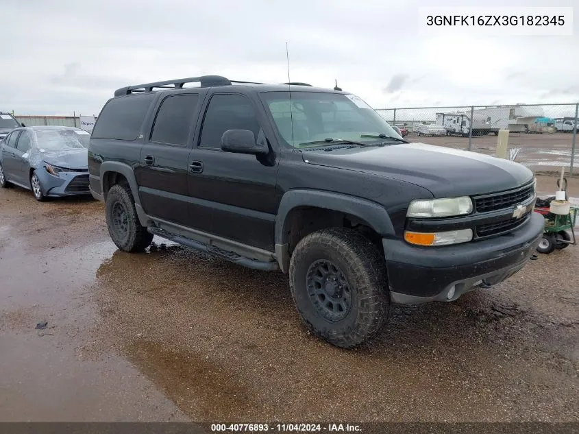 2003 Chevrolet Suburban 1500 Z71 VIN: 3GNFK16ZX3G182345 Lot: 40776893