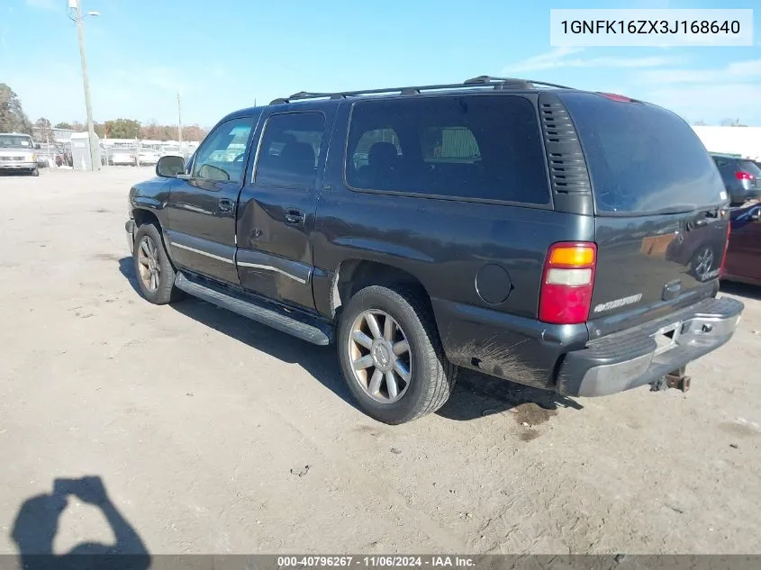 2003 Chevrolet Suburban 1500 Lt VIN: 1GNFK16ZX3J168640 Lot: 40796267