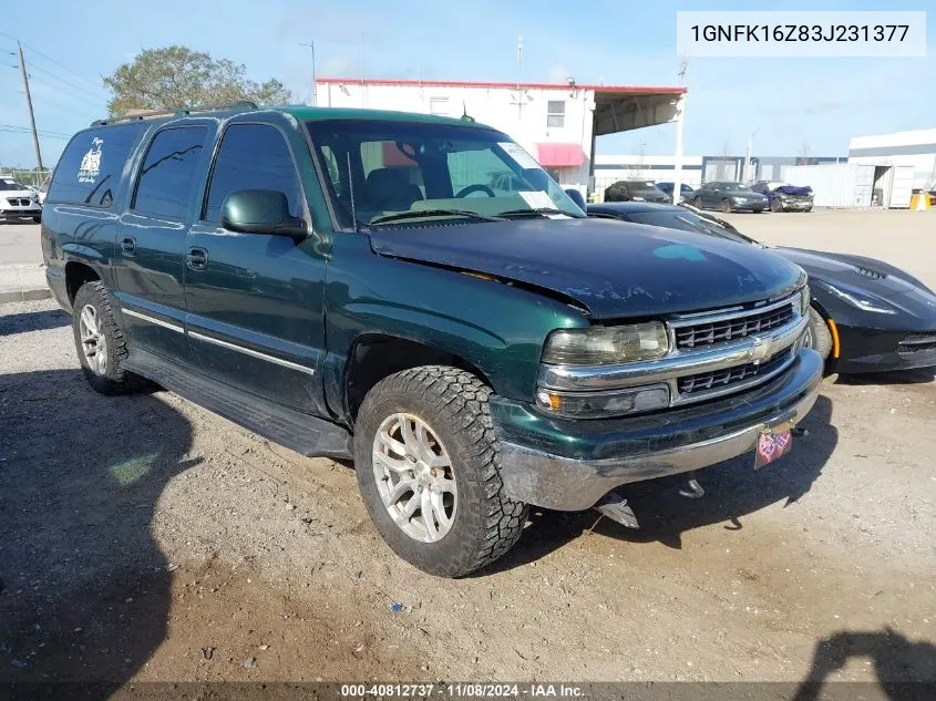 2003 Chevrolet Suburban 1500 Lt VIN: 1GNFK16Z83J231377 Lot: 40812737