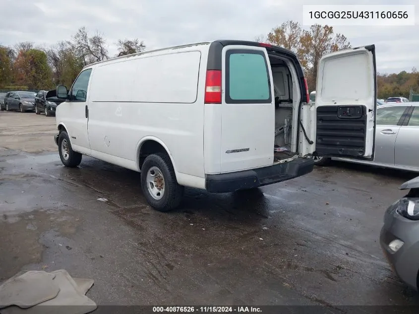 2003 Chevrolet Express VIN: 1GCGG25U431160656 Lot: 40876526