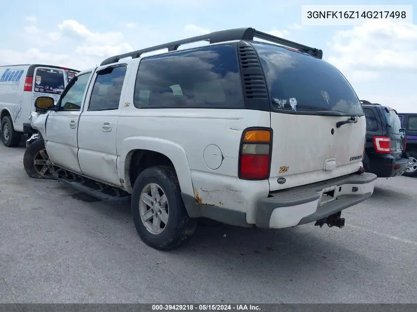 2004 Chevrolet Suburban 1500 Z71 VIN: 3GNFK16Z14G217498 Lot: 39429218