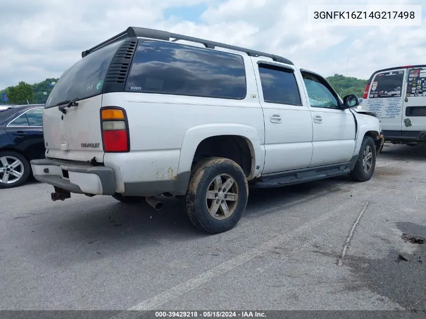 2004 Chevrolet Suburban 1500 Z71 VIN: 3GNFK16Z14G217498 Lot: 39429218