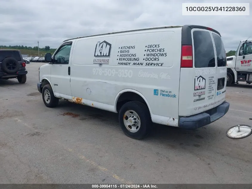 2004 Chevrolet Express VIN: 1GCGG25V341228360 Lot: 39954115