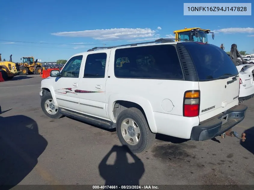 2004 Chevrolet Suburban 1500 Ls/Lt/Z71 VIN: 1GNFK16Z94J147828 Lot: 40174661