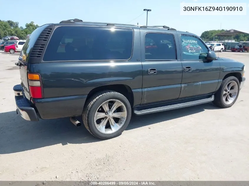 2004 Chevrolet Suburban 1500 Lt VIN: 3GNFK16Z94G190910 Lot: 40286499