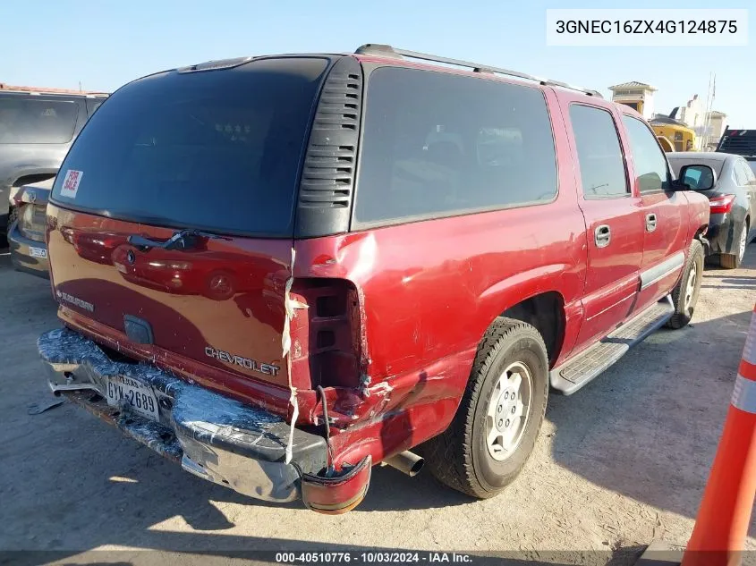 2004 Chevrolet Suburban 1500 Ls VIN: 3GNEC16ZX4G124875 Lot: 40510776