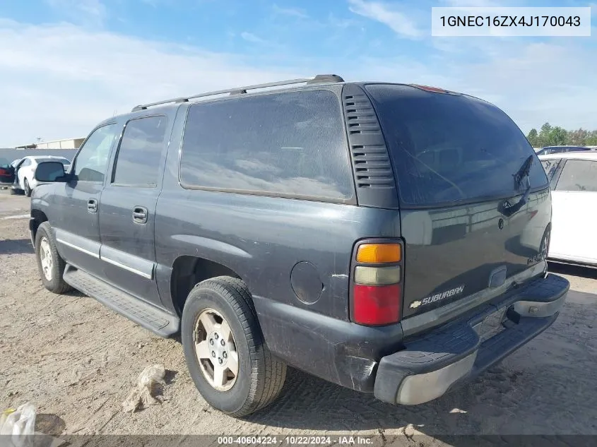 2004 Chevrolet Suburban 1500 Ls VIN: 1GNEC16ZX4J170043 Lot: 40604224