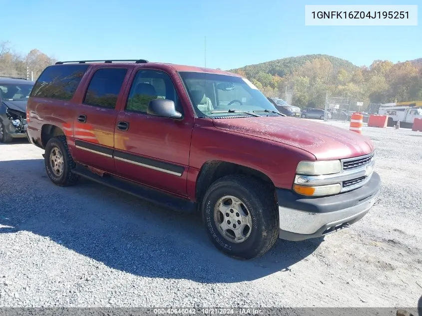 2004 Chevrolet Suburban 1500 Ls VIN: 1GNFK16Z04J195251 Lot: 40646042