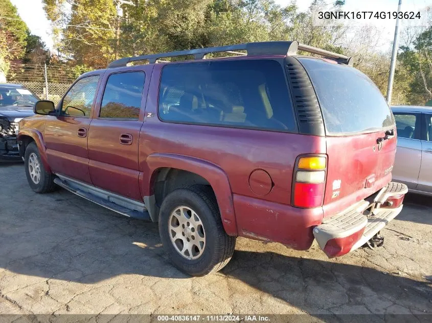 2004 Chevrolet Suburban 1500 Z71 VIN: 3GNFK16T74G193624 Lot: 40836147