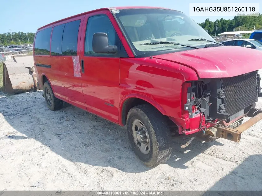 2005 Chevrolet Express VIN: 1GAHG35U851260118 Lot: 40318961