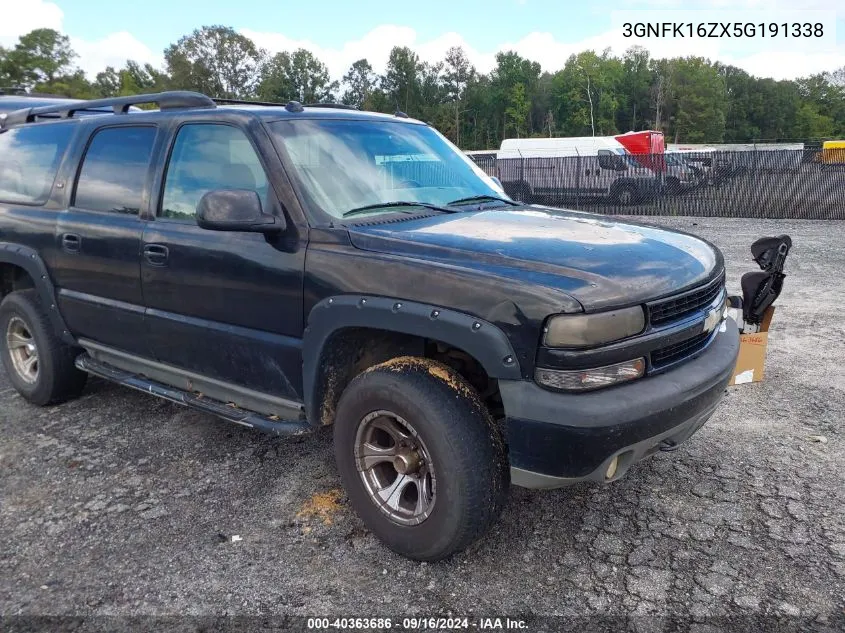 2005 Chevrolet Suburban 1500 Z71 VIN: 3GNFK16ZX5G191338 Lot: 40363686