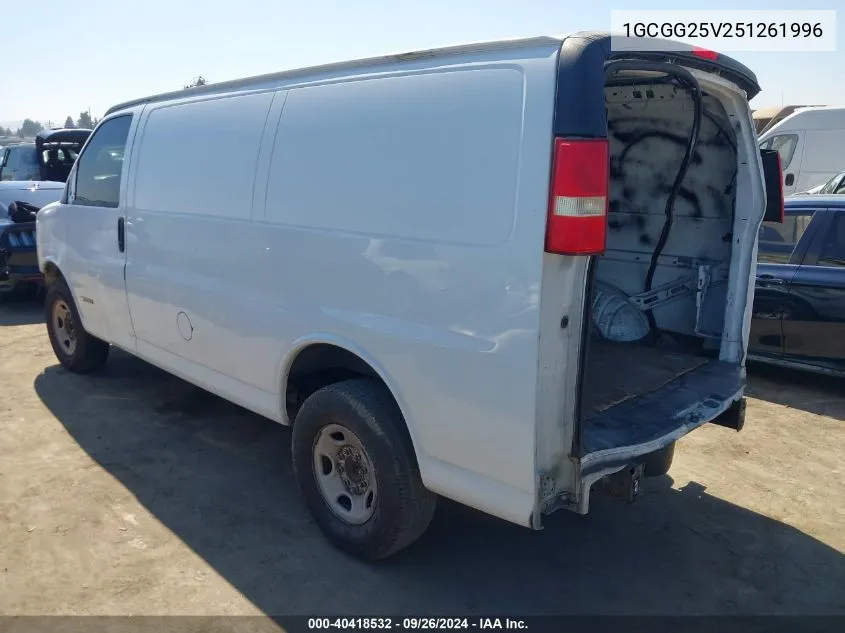 2005 Chevrolet Express VIN: 1GCGG25V251261996 Lot: 40418532