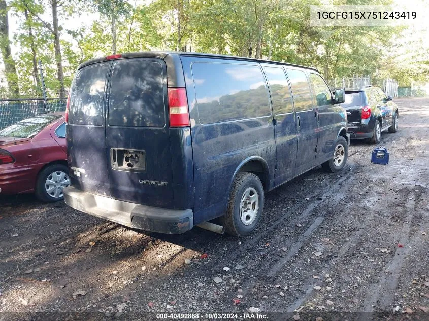 2005 Chevrolet Express VIN: 1GCFG15X751243419 Lot: 40492888