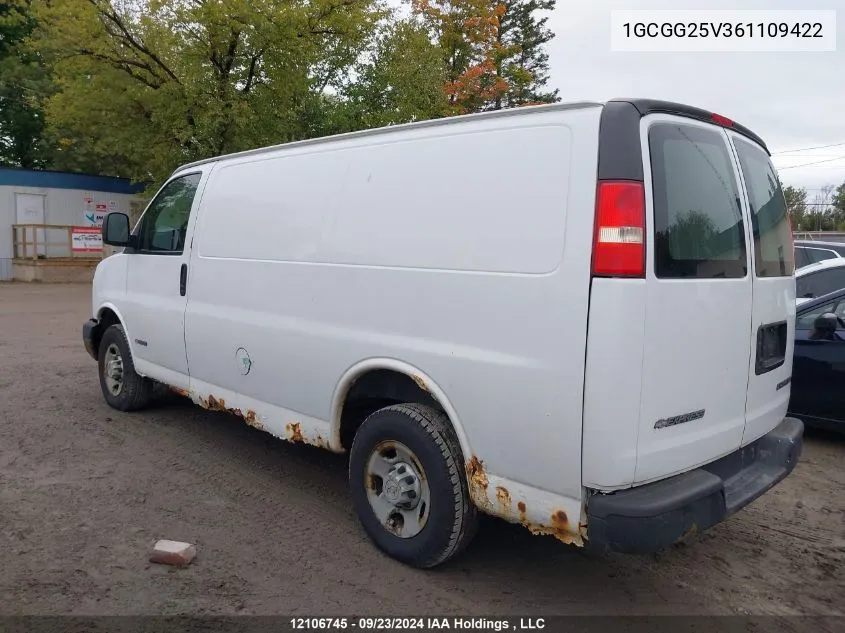 2006 Chevrolet Express VIN: 1GCGG25V361109422 Lot: 12106745