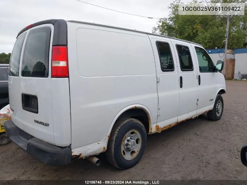 2006 Chevrolet Express VIN: 1GCGG25V361109422 Lot: 12106745