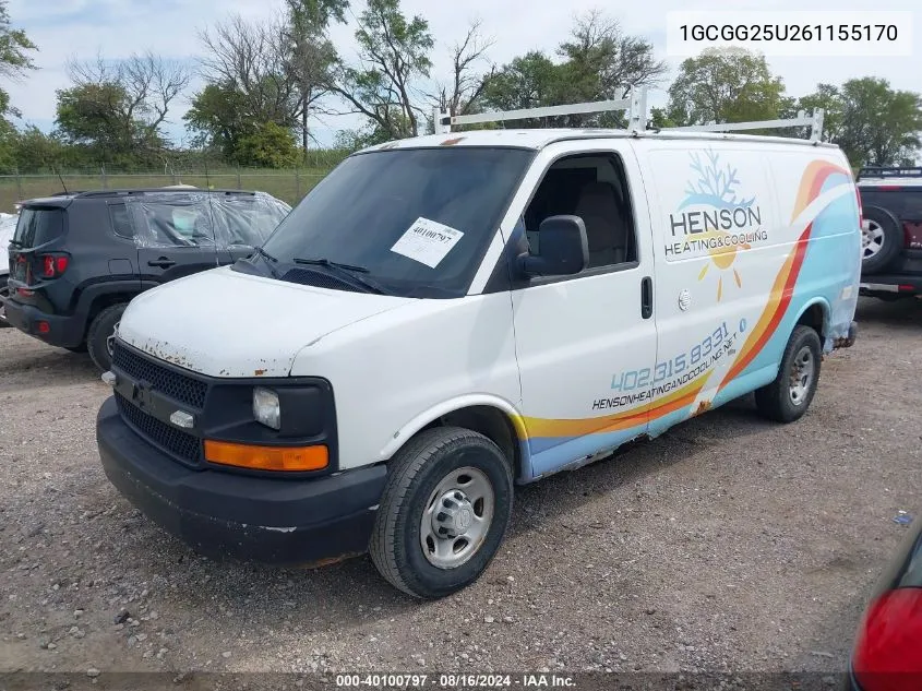 2006 Chevrolet Express Work Van VIN: 1GCGG25U261155170 Lot: 40100797