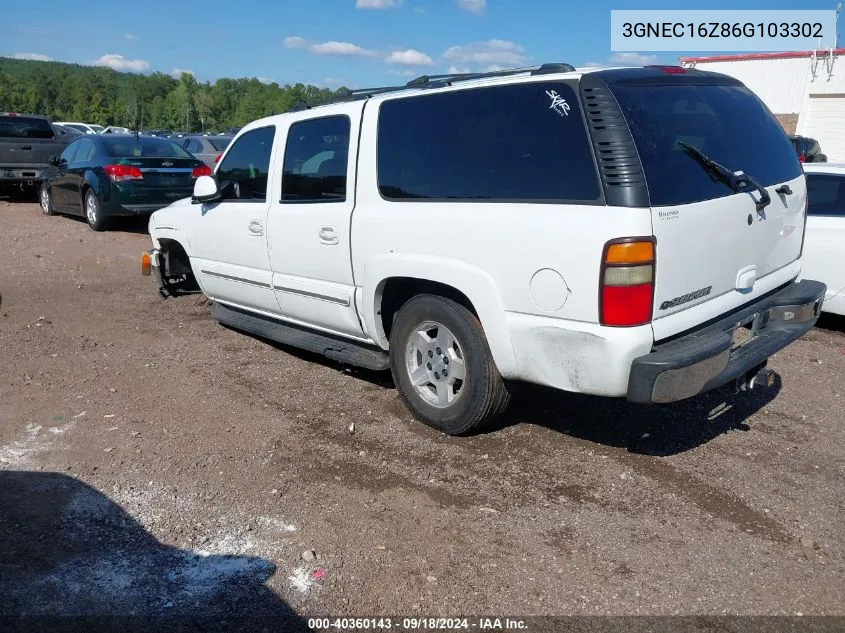 2006 Chevrolet Suburban 1500 Lt VIN: 3GNEC16Z86G103302 Lot: 40360143