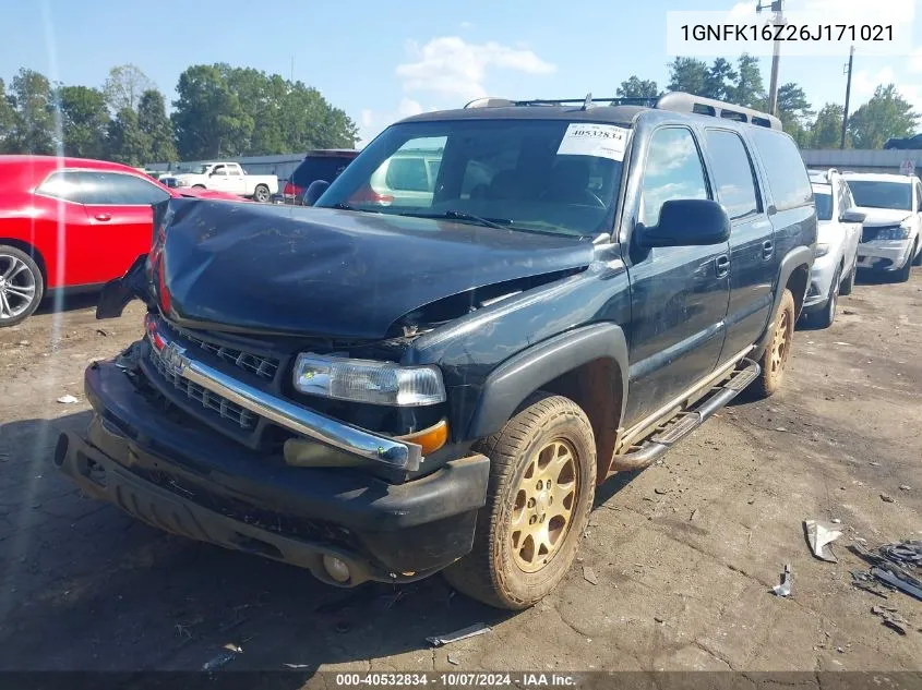 2006 Chevrolet Suburban 1500 Z71 VIN: 1GNFK16Z26J171021 Lot: 40532834