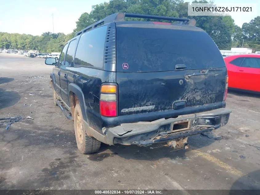 2006 Chevrolet Suburban 1500 Z71 VIN: 1GNFK16Z26J171021 Lot: 40532834