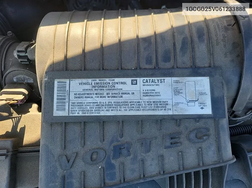 1GCGG25V061233888 2006 Chevrolet Express Work Van