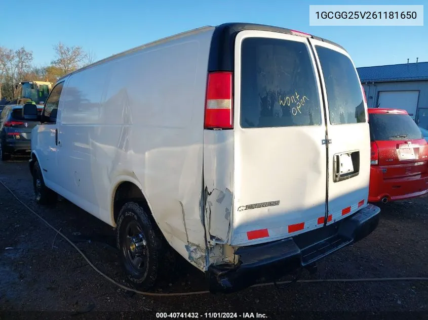 2006 Chevrolet Express Work Van VIN: 1GCGG25V261181650 Lot: 40741432