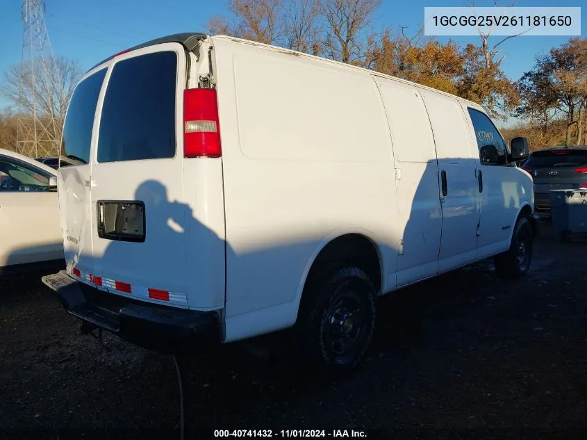 1GCGG25V261181650 2006 Chevrolet Express Work Van