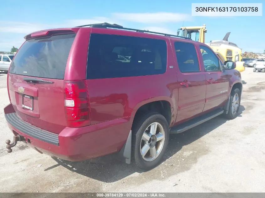 2007 Chevrolet Suburban 1500 Ltz VIN: 3GNFK16317G103758 Lot: 39784129