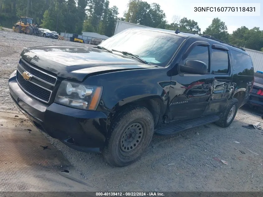 3GNFC16077G118431 2007 Chevrolet Suburban 1500 Lt