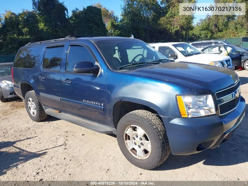 2007 Chevrolet Suburban 1500 Lt VIN: 3GNFK16307G217136 Lot: 40579226