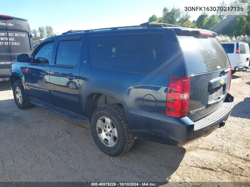 2007 Chevrolet Suburban 1500 Lt VIN: 3GNFK16307G217136 Lot: 40579226