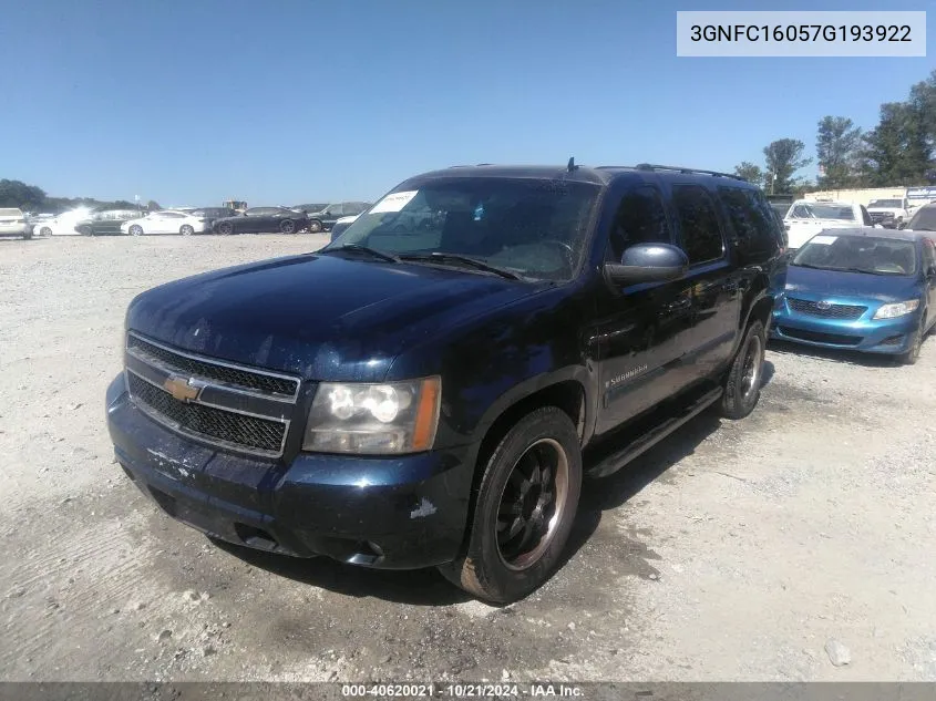 2007 Chevrolet Suburban 1500 Lt VIN: 3GNFC16057G193922 Lot: 40620021