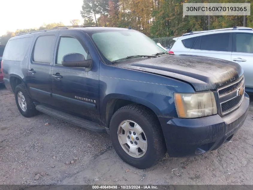 2007 Chevrolet Suburban 1500 Lt VIN: 3GNFC160X7G193365 Lot: 40649498