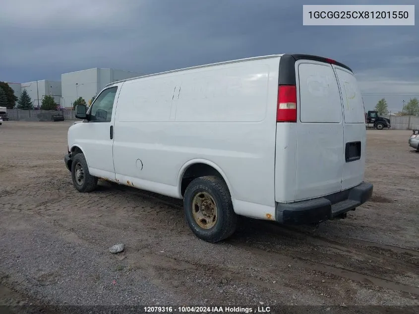 2008 Chevrolet Express Cargo VIN: 1GCGG25CX81201550 Lot: 12079316