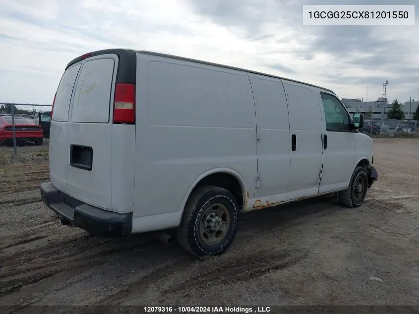 2008 Chevrolet Express Cargo VIN: 1GCGG25CX81201550 Lot: 12079316