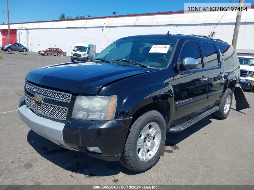 2008 Chevrolet Suburban 1500 Lt VIN: 3GNFK16378G197484 Lot: 39652840