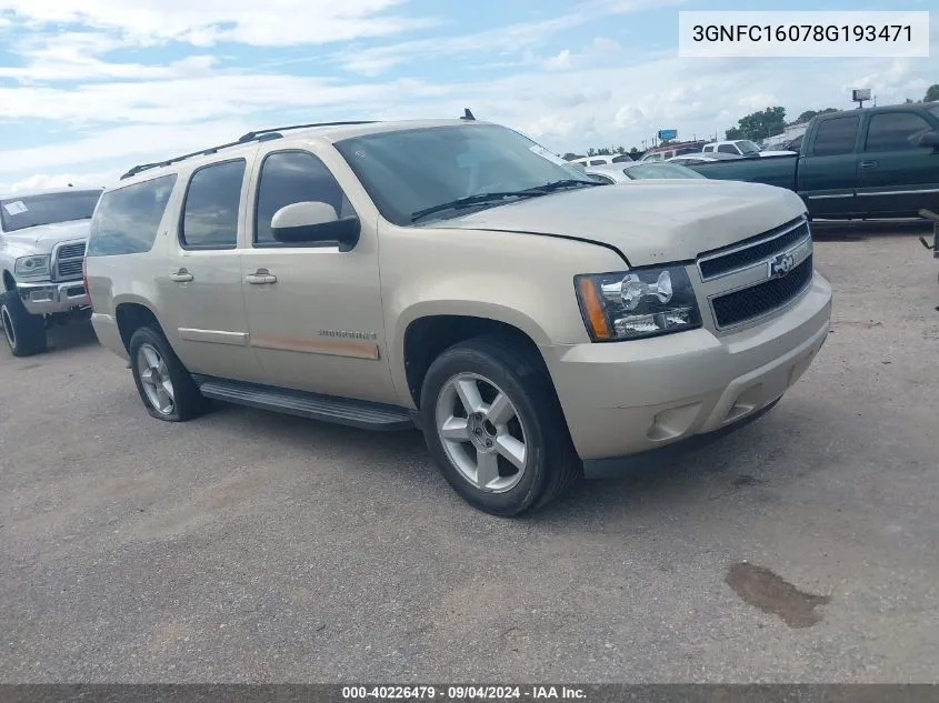 2008 Chevrolet Suburban 1500 Lt VIN: 3GNFC16078G193471 Lot: 40226479