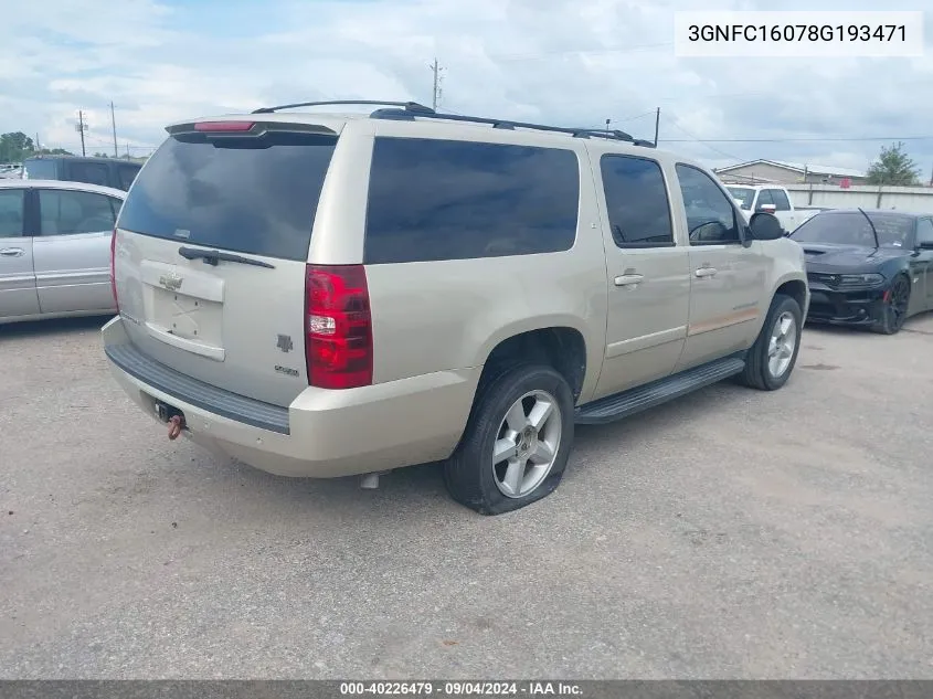 2008 Chevrolet Suburban 1500 Lt VIN: 3GNFC16078G193471 Lot: 40226479