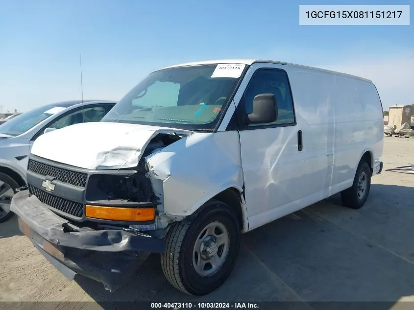 2008 Chevrolet Express Work Van VIN: 1GCFG15X081151217 Lot: 40473110