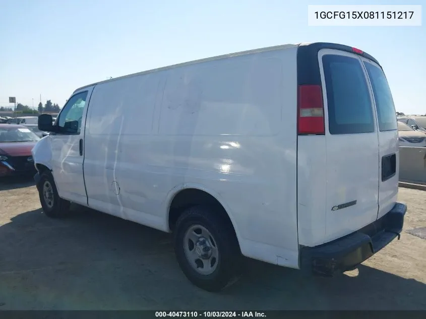 2008 Chevrolet Express Work Van VIN: 1GCFG15X081151217 Lot: 40473110