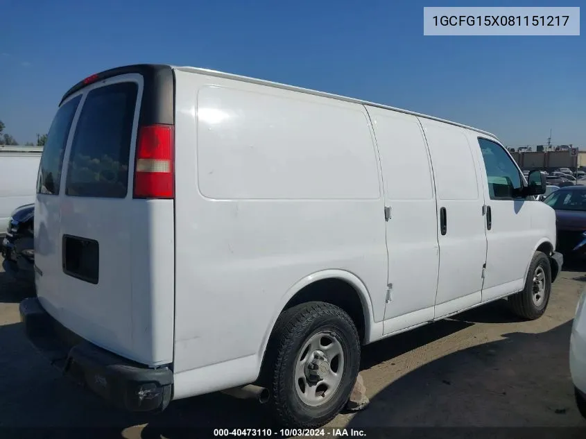 1GCFG15X081151217 2008 Chevrolet Express Work Van