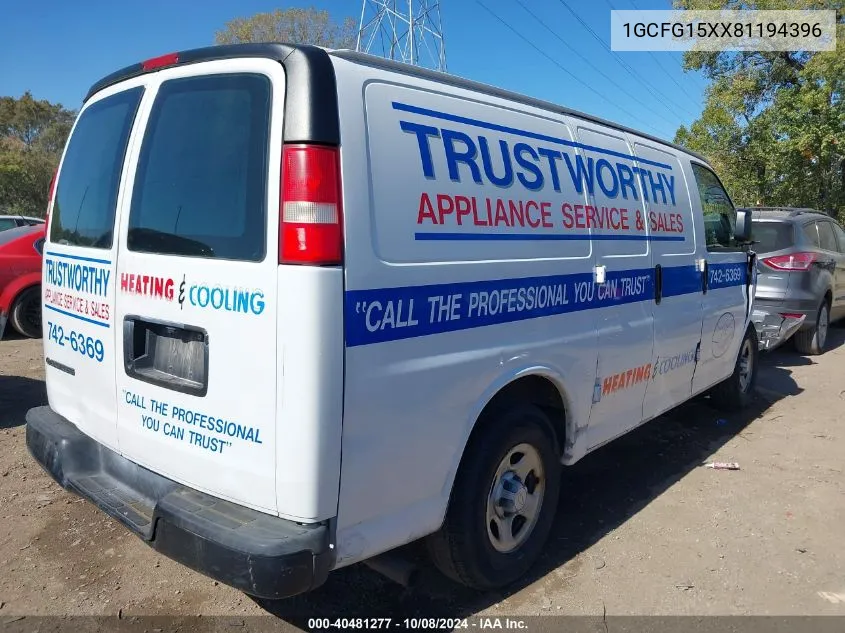 2008 Chevrolet Express Work Van VIN: 1GCFG15XX81194396 Lot: 40481277