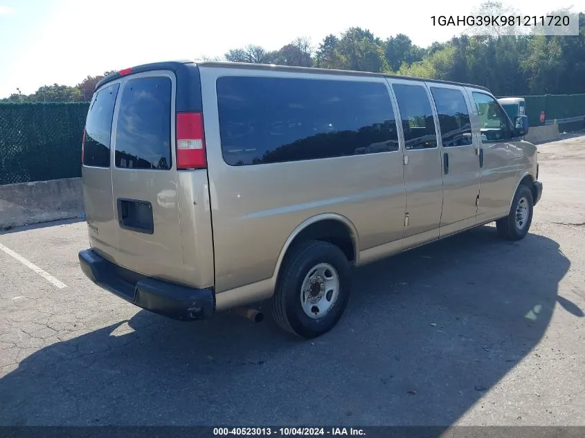 2008 Chevrolet Express Ls VIN: 1GAHG39K981211720 Lot: 40523013