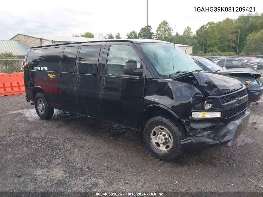 2008 Chevrolet Express Ls VIN: 1GAHG39K081209421 Lot: 40581626