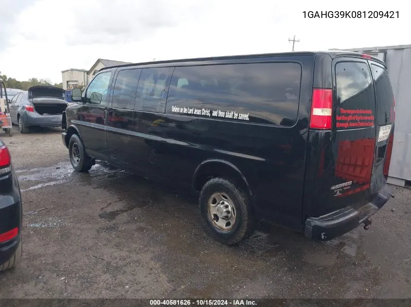 2008 Chevrolet Express Ls VIN: 1GAHG39K081209421 Lot: 40581626