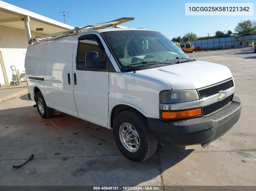 2008 Chevrolet Express Work Van VIN: 1GCGG25K581221342 Lot: 40649151