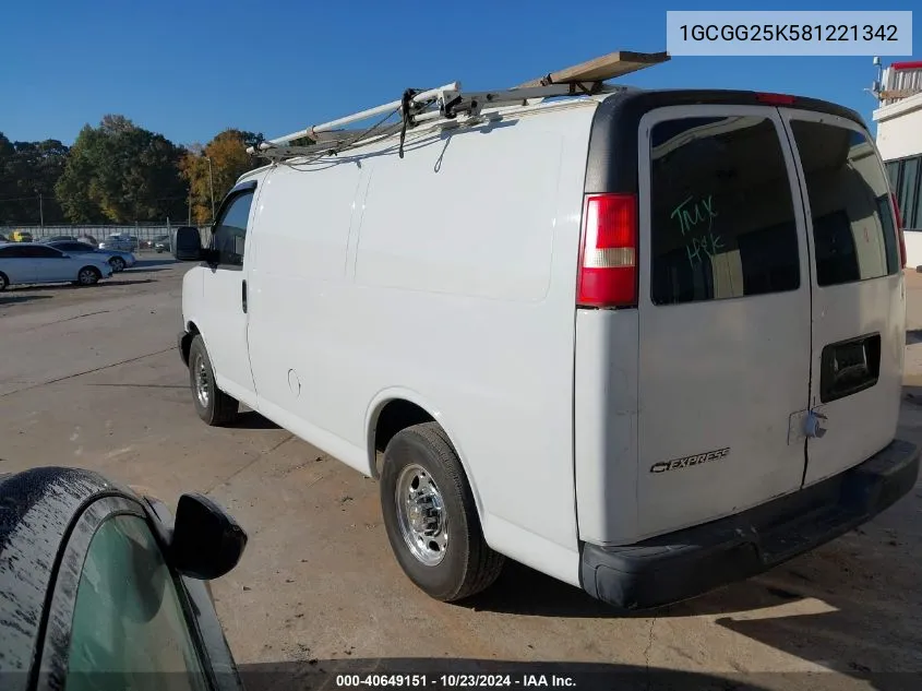 2008 Chevrolet Express Work Van VIN: 1GCGG25K581221342 Lot: 40649151